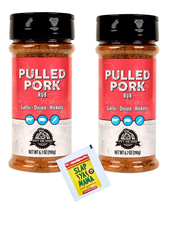 HUBZ Pit Boss Pulled Pork Rub, 6.5 oz, 2-Pack with Bonus Seasoning, Gluten