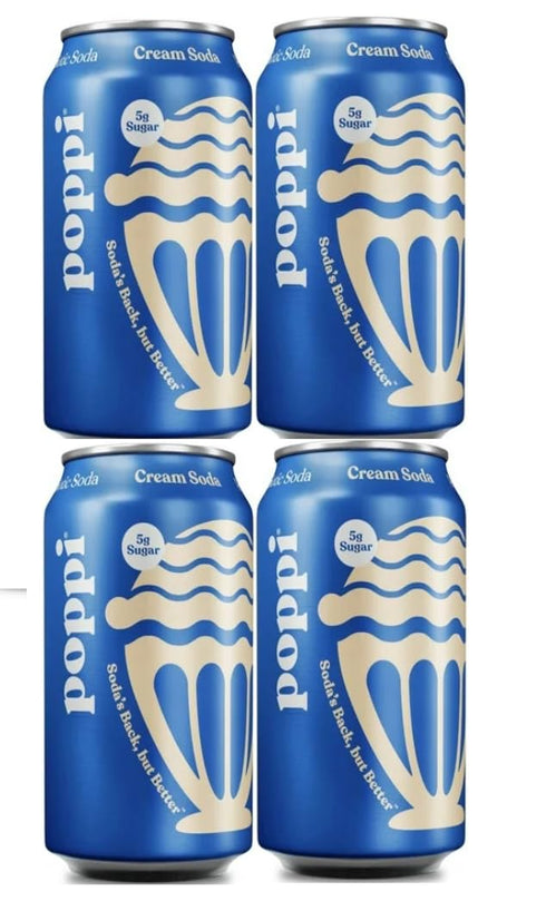 Generic 12 Oz 4pack Prebiotic Soda Beverage with Apple Cider Vinegar, Seltzer Water and Fruit cream soda, Fl