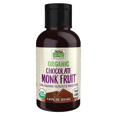NOW Foods Organic Liquid Monk Fruit Sweetener - Chocolate, Zero-Calorie, 1.8-Ounce