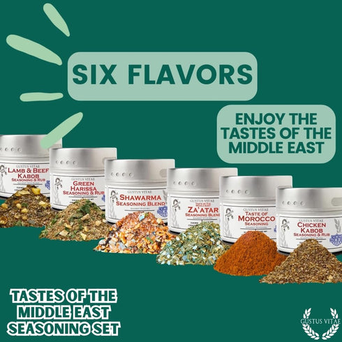Set Pack GLP-1 Middle Eastern Seasonings Gourmet Gift | Tastes of The Middle East | Artisanal Spice Blends Six | Non