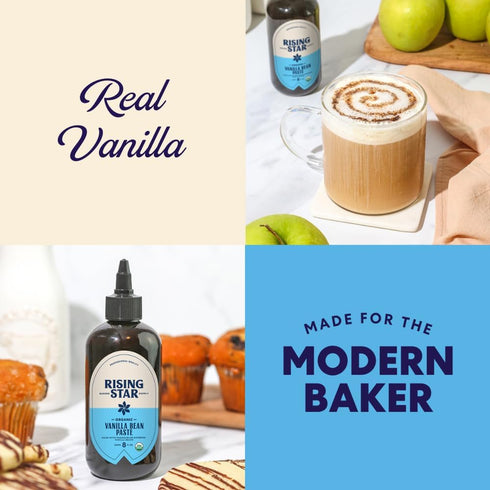 Rising Star 8 oz (2 Organic Vanilla Bean Paste, Ct) Organic Madagascar Bourbon Bean Paste for Baking & Desserts