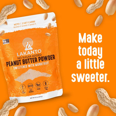 7g 3g (8.5 Oz) Lakanto Peanut Butter Powder - Sweetened with Monk Fruit Sweetener, Protein, Powdered PB from Roasted