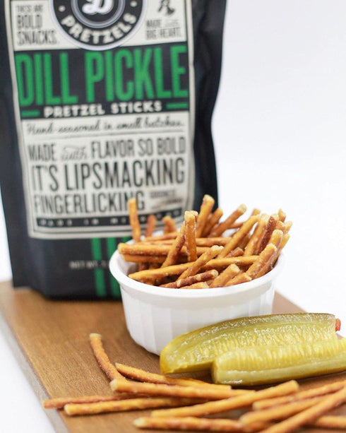7.5oz 3 Pack, Pop Daddy Flavored Pretzels Sticks, Healthy Gourmet Pretzels Snacks, Individual Bags, Dill Pickle