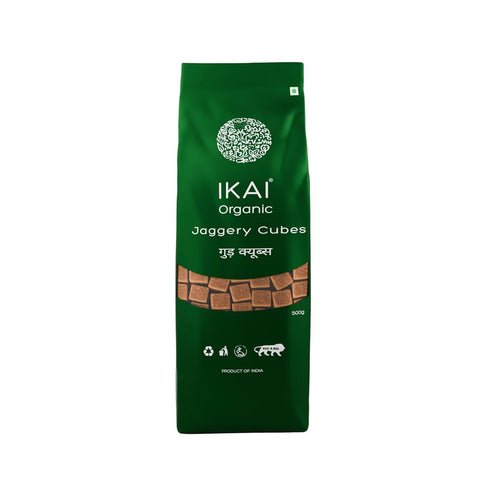 Packet) Pack) 500gm Pack) IKAI Organic Natural Jaggery Cubes (Single + Organic Brown Sugar (Single | Each | (Combo