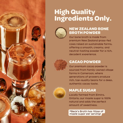 (5-Pack) Beck's Broth Protein Hot Chocolate | Made w/Pasture Raised Bone Broth Powder | Dairy Free, Gluten Free | High