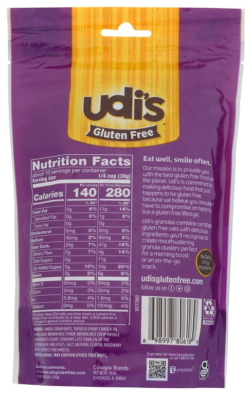 Udi's 12 6 Udis Gluten Free Vanilla Granola, Ounce - per case.
