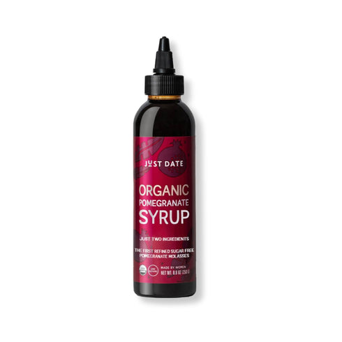 Just Date Organic Pomegranate Syrup, 100% Natural, Healthy Alternative, 8.8 oz Squeeze Bottle