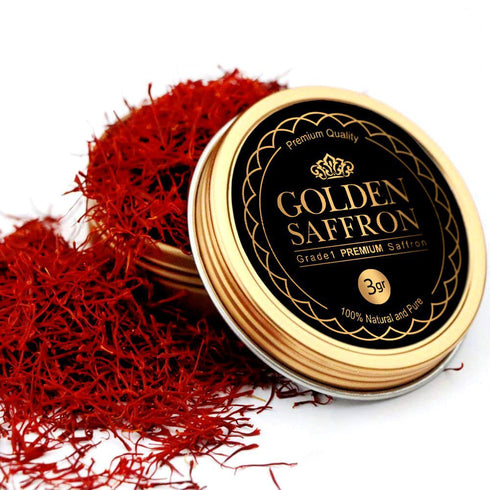 Golden Saffron, Finest Pure Premium All Red Saffron Threads, Grade A+ Super Negin, 3.0 Grams
