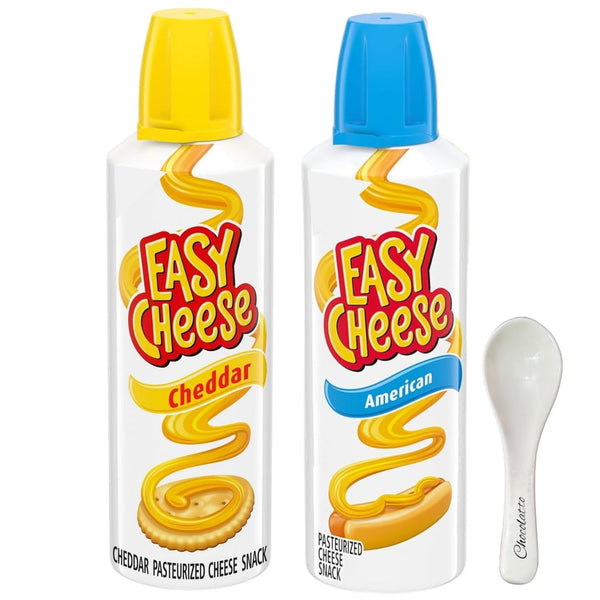 Chocolatto Easy Chease Cheddar Cheese Snack + Easy Cheese American Cheese Snack 8
