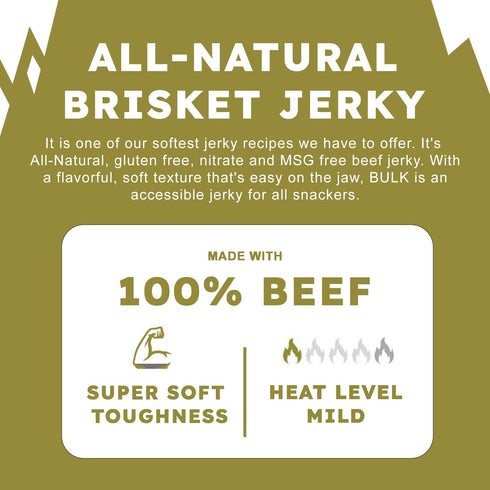 Packs Protein-Packed 2.25 (Pack 1) Bulk Beef Jerky - Brisket Jerky - Soft and Tender - All Natural - Beef Jerky Snack