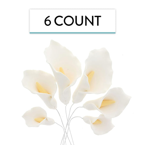 Wired,3 6 Count Global Sugar Art Calla Lily Sugar Cake Flowers White with Yellow, sizes, by Chef Alan Tetreault