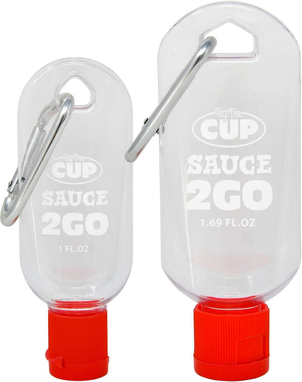 By The Cup Sauce 2 Go Keychains, 1.69 Fluid Ounce and 1 Fluid Ounce Empty Mini Sauce Bottles (Sauce Not Included)