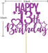 INNORU Purple Glitter Happy 13th Birthday Cake Topper - Cheers to 13 Years Party Decorations