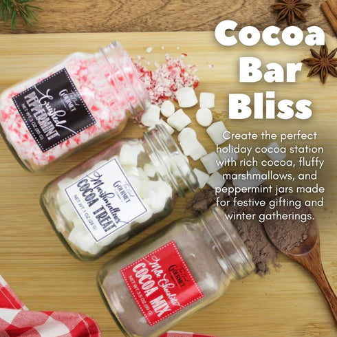 Set, 2-Pack, Hot Chocolate Cocoa Bar Gourmet Cocoa Powder, Marshmallows & Peppermint Candy Kit, Winter Holiday Gift