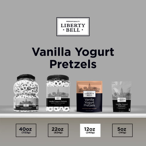 12 Vanilla Yogurt Covered Pretzels Snack, Salty Mini Pretzels Dipped in Sweet Vanilla Yogurt, Ounce Bag