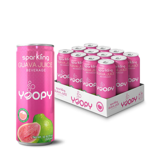 Yoopy Sparkling Guava Juice 12-Pack (10.82 fl oz Cans) Naturally Sweet, No