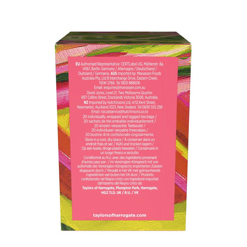 20 Count (Pack 6), 120 Taylors of Harrogate Sweet Rhubarb, Herbal Tea, Individually Wrapped Bags, of Vibrant