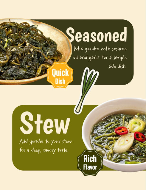 3.5 oz (100g), setidens), NICE WITCH'S Dried Gondre Leaves Korean Mountain Vegetable (Cirsium Bibimbap, Rice & Soup