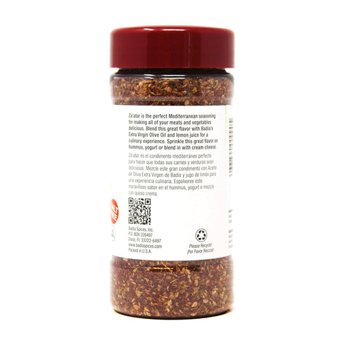 Badia Za'atar Mediterranean Seasoning Blend, 4 oz - Kosher, Halal, Gluten Free, No MSG, Sesame Seeds, Sumac, Spices