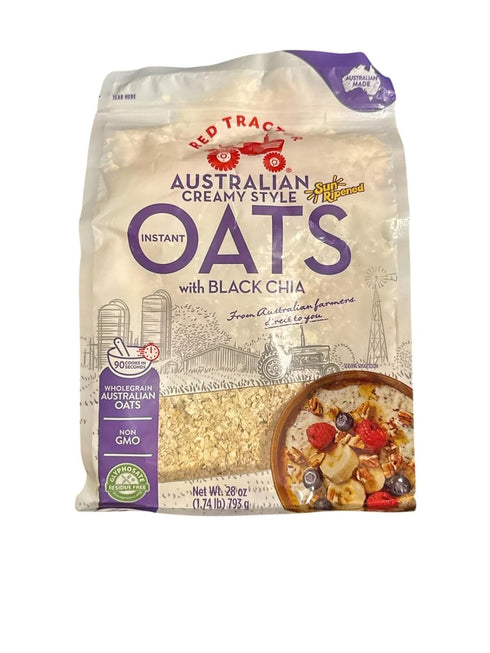 Generic Red Tractor Australian Creamy Style Instant Oats with Black Chia, Wholegrain, Non-GMO,