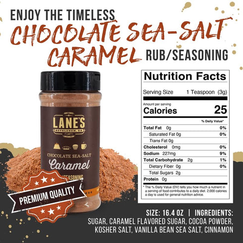16.4 Oz Lane's Chocolate Sea-Salt Caramel Seasoning, All-Natural Sea Salt Caramel Chocolate Seasoning for Cake, Hot