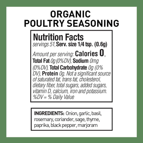 1.1-Ounce (Pack 6) The Spice Hunter Poultry Seasoning, Organic, Jars