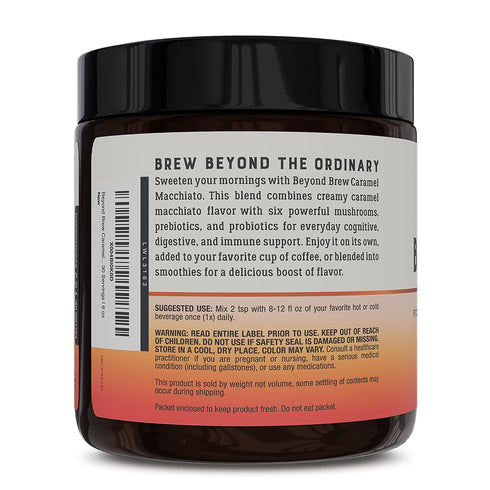 30 Beyond Brew Caramel Macchiato Coffee Alternative - Low Caffeine Superfood - Powerful Mushroom Complex with Lions
