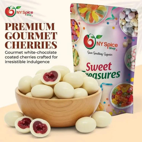 2 NY Spice Shop White Chocolate Covered Cherries - Pound Candy Coated Cherry - Trail Mix White Chocolate Sweet Nut