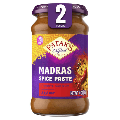 Patak's Madras Spice Paste, Hot Indian Curry with 11 Expertly Blended Spices,