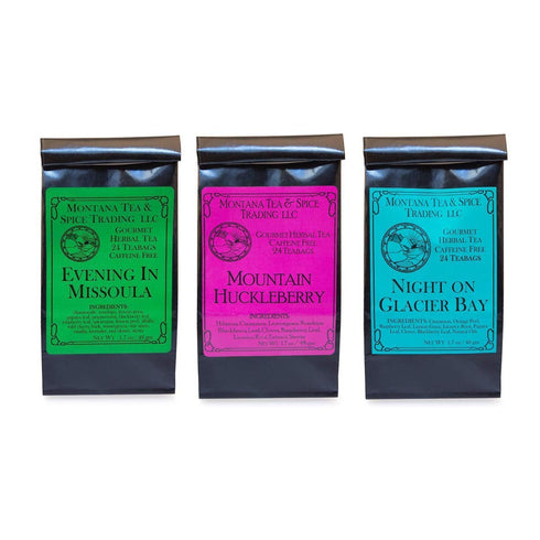 Evening in Missoula Tea Combo Pack - Evening in Missoula, Mountain Huckleberry, Night on Glacier Bay