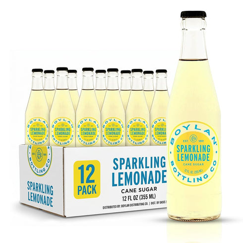 Boylan Bottling Pure Cane Sugar Soda Pop, Sparkling Lemonade, 12 oz Glass