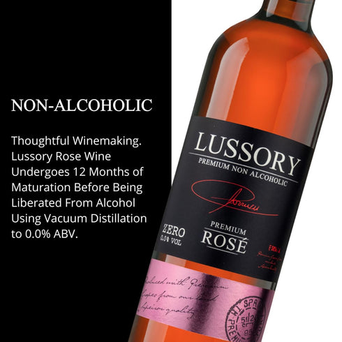 0.0% (750ml, 2 Lussory Premium Rose Alcohol Removed Dealcoholized Rose Non Alcoholic Wine From Spain, Low Calories, Low