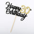 PALASASA Black Gold Glitter Happy Birthday Cake Topper - 30th Anniversary/Birthday Party Decoration