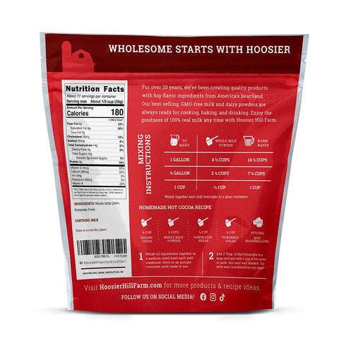 6LB (Pack 1) Hoosier Hill Farm Whole Milk Powder