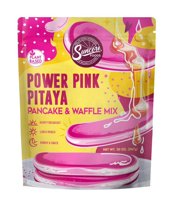 Suncore Foods Power Pink Pitaya Pancake & Waffle Mix, Non-GMO, 20oz (1