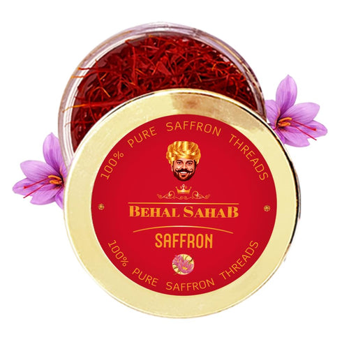 100% 0.106 oz (3 Behal Sahab Pure Saffron - Gram), Premium Quality, Handpicked Kashmiri Kesar, Natural & Aromatic
