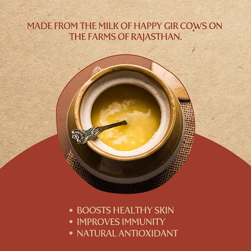 Indicow A2 (500ml (16.91oz), Desi Cow Ghee, Clarified Butter | Gir Cow Ghee) | Grass Fed, Pasture Raised Clarified