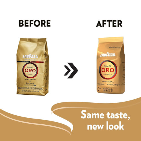 2.2 (Pack 1) ,100% Lavazza Qualit Oro Whole Bean Blend, Medium Roast, Pound of Arabica, Central America & African