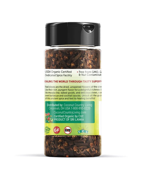 Organic Cloves Whole Raw, Premium Quality Spice Fairtrade in Glass Jar 1.41 oz