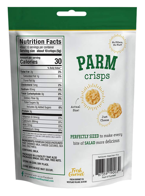 Fresh Gourmet Parmesan Cheese Crisps | 1.76 Ounce | 100% Real Cheese | Keto Friendly Snack & Salad Topper