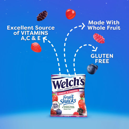 Pack, 0.8 oz (Pack 120) Welch's Fruit Snacks Bundle, Mixed Fruit, Berries 'N Cherries & Island Fruits, Gluten Free
