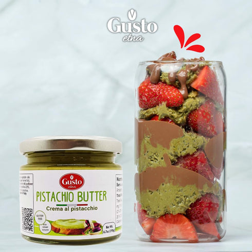 35% 6.7 oz (190g) GUSTO ETNA Sicilian Pistachio Cream Pistachios, Sweet Spreadable Butter, Rich & Nutty Pistachios