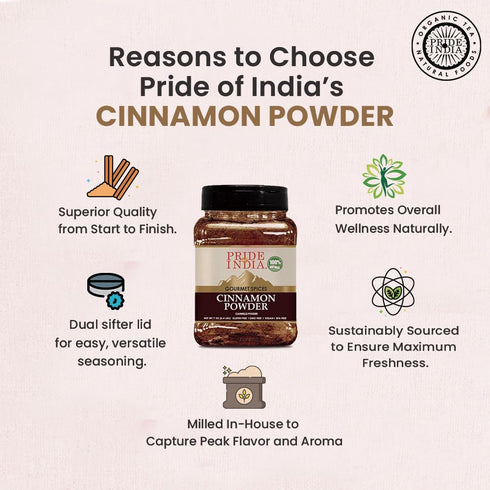 PACK 6 7 oz. Pride Of India - of - Natural Cinnamon Ground Pure & Fresh Gourmet Spice Perfect for Sweet & Savory Dishes