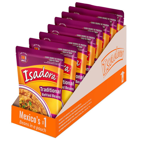 Isadora Traditional Refried Beans in Pouch (Pack of 8), Delicious Refried Beans,