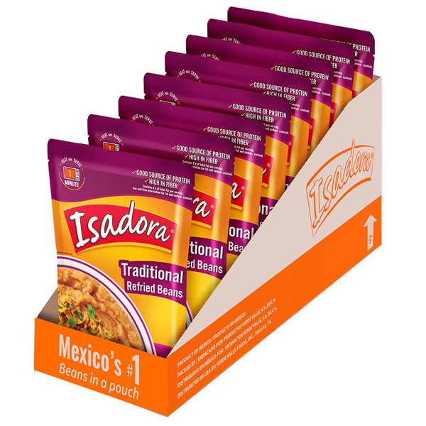Isadora Traditional Refried Beans in Pouch (Pack of 8), Delicious Refried Beans,