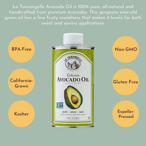 La Tourangelle Avocado Oil - All-Natural Handcrafted from Premium Avocados, Great for Cooking, Butter Substitute, Skin