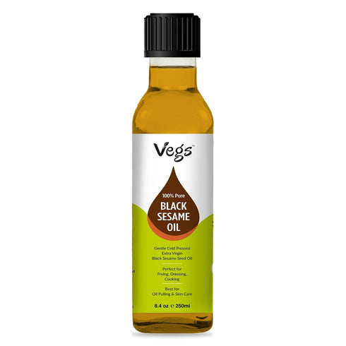 Vegs Black Sesame Oil - 100% Pure Organic Cold-Pressed Extra Black Sesame