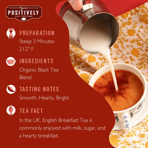 16 Organic Positively Tea Company, English Breakfast Black Tea, Loose Leaf, Ounce