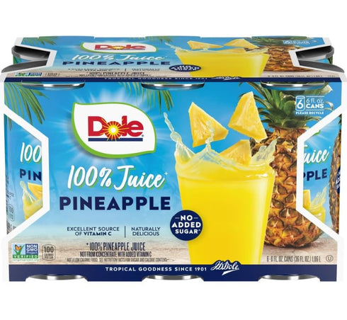 KD Chocolates Dale 100% Pineapple Juice, Canned Pineapple Juice, 6 Oz, 6 Cans