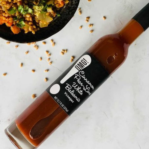 375ml/12.7oz OMG! Oils: Cinnamon Pear-Lime White Balsamic Vinegar (Perfect for Dipping, Marinades, Glazing